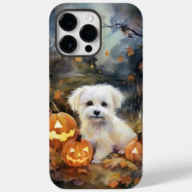 Halloween Coton De Tulear Com Pumpkins Assustado (Verso)