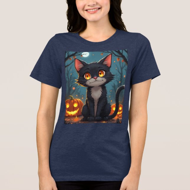 Halloween Devil Cat: Camiseta Misquívora e Spooky (Frente)