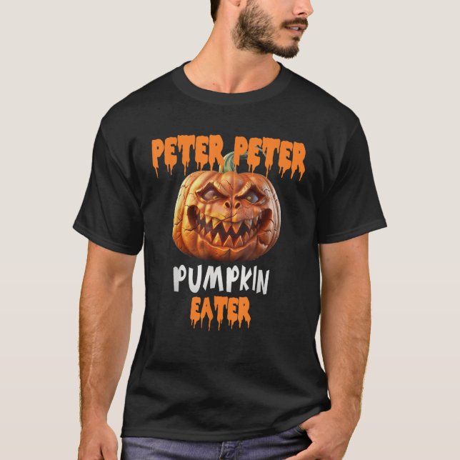 Halloween Engraçado Peter Pumpkin Comendo Camisa (Frente)
