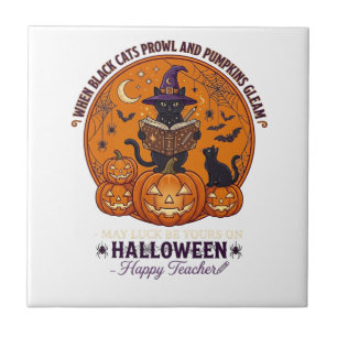Halloween Feliz Professor Gato Preto Chapéu de Bru