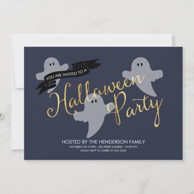 Halloween Ghosties - Convite para Festas de Hallow (Frente)