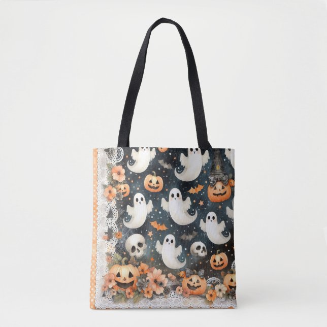 Halloween Ghosts Pumpkins Bats Tote Bag (Frente)
