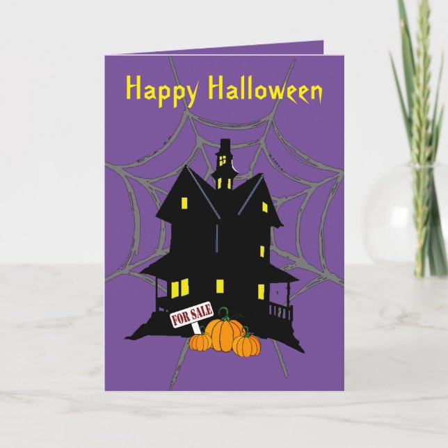 Halloween Hauneen Casa 5" x 7" Cartão Saudável (Frente)