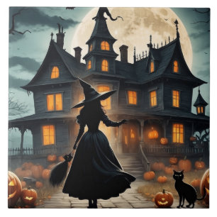 Halloween Haunted House and Witch