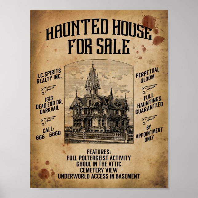 Halloween Haunted House For Sale Poster (Frente)