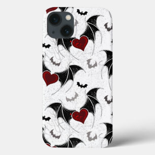 Halloween heart with black bat wings