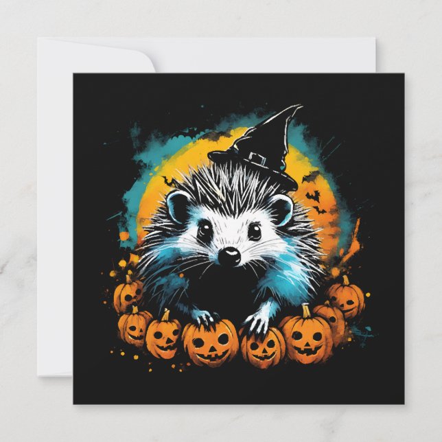 Halloween Hedgehog e abóboras fofos (Frente)