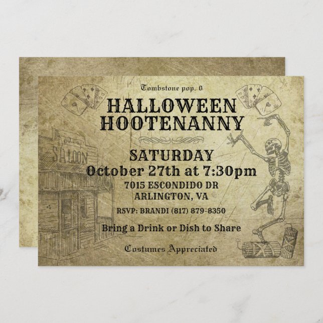 Halloween Hootenanny Wild West Convites de festas (Frente/Verso)