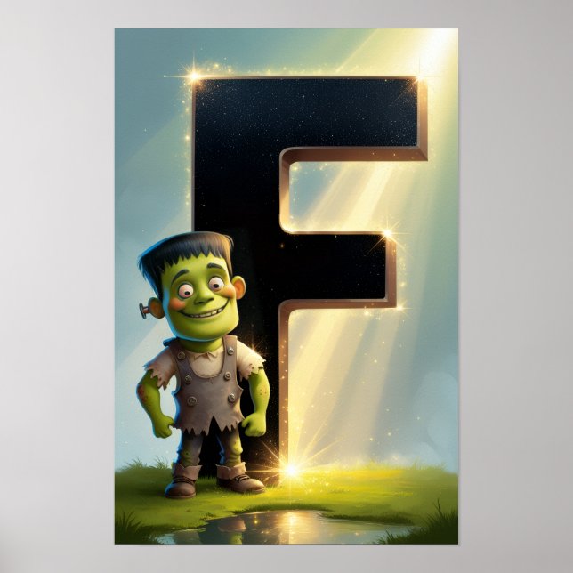 Halloween Letter F Poster for Kids Classrooms  (Frente)