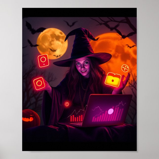 Halloween Marketing Wizard Poster – Magic Art (Frente)