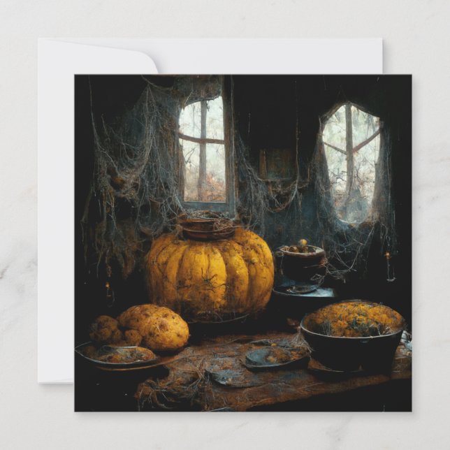 Halloween Motiv mit Kürbis gruseligem Haus. (Frente)