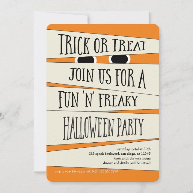 Halloween mumificado no Convite de festas de abóbo (Frente)