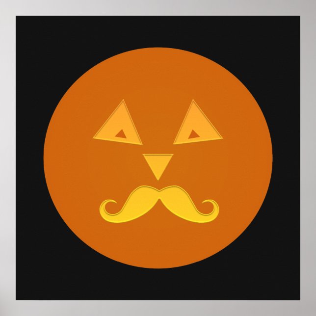 Halloween Mustache Pumpkin poster (Frente)