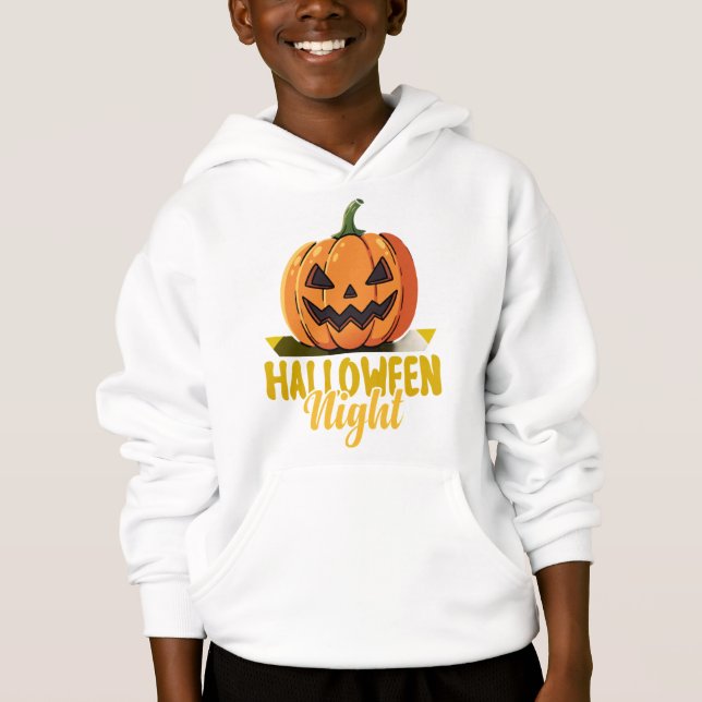 Halloween Night Pumpkin Glow Tee on Kid's 50/50 Ne (Frente)