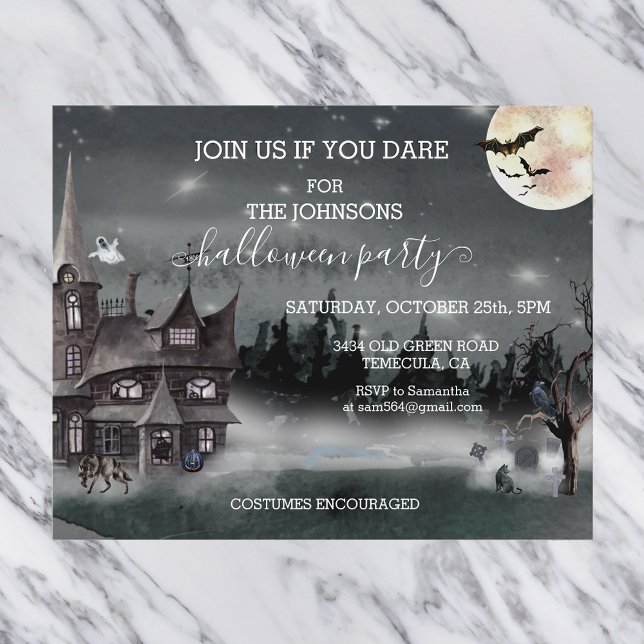 Halloween Party Budget Haunted house Watercolor (Criador carregado)