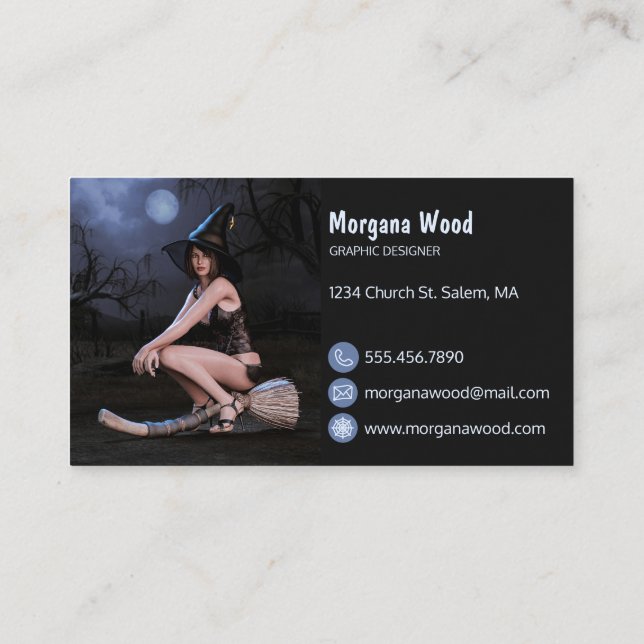 Halloween Pinup Girl in Moonlight Cartão de visita (Verso)