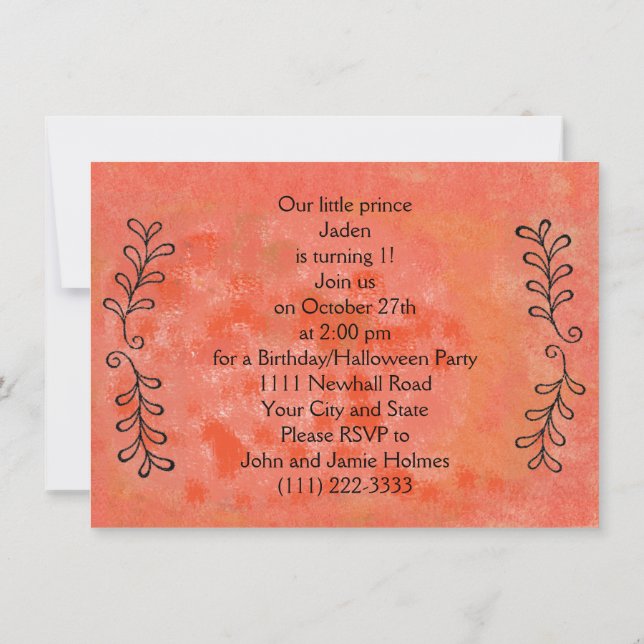 Halloween / Placa de Convite de aniversário (Verso)