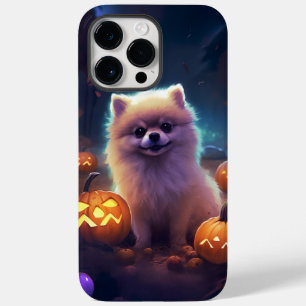 Halloween Pomeranian Com Pumpkins Assustado