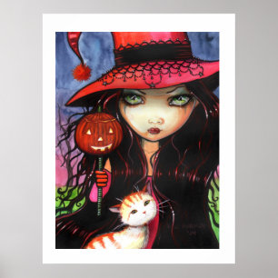 Halloween Poster Witch Cat, de Molly Harrison
