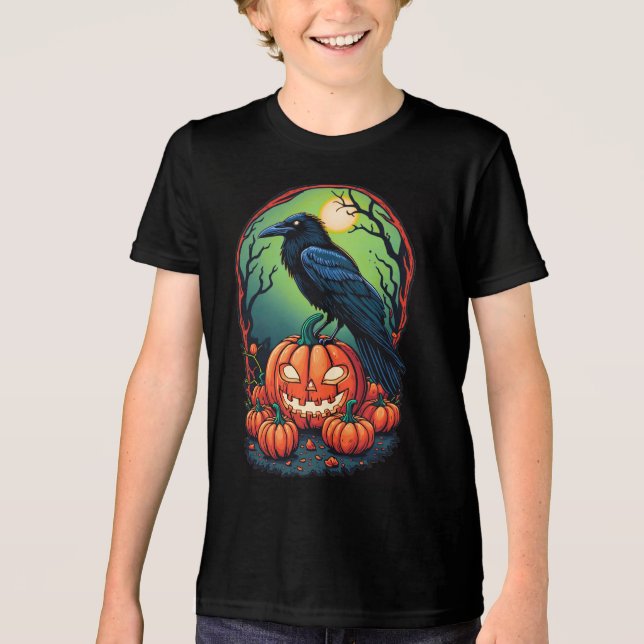 Halloween Raven em um Pumpkin Patch (Frente)