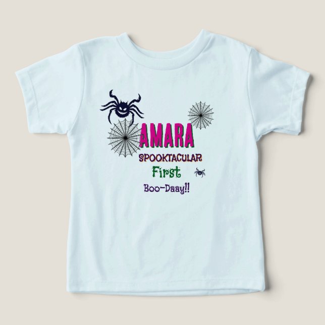 Halloween Rosa e aranhas Aniversário Halloween (Design frontal)