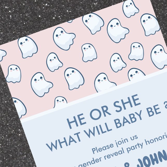 Halloween Sexo de bebê revela convite Fantasma Cuz (Halloween-Baby-gender-reveal-invitation-Cute-ghost-1)
