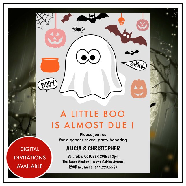 Halloween Sexo revela convite Cute Ghost (Halloween-Gender-reveal-invitation-Cute-Ghost-1)