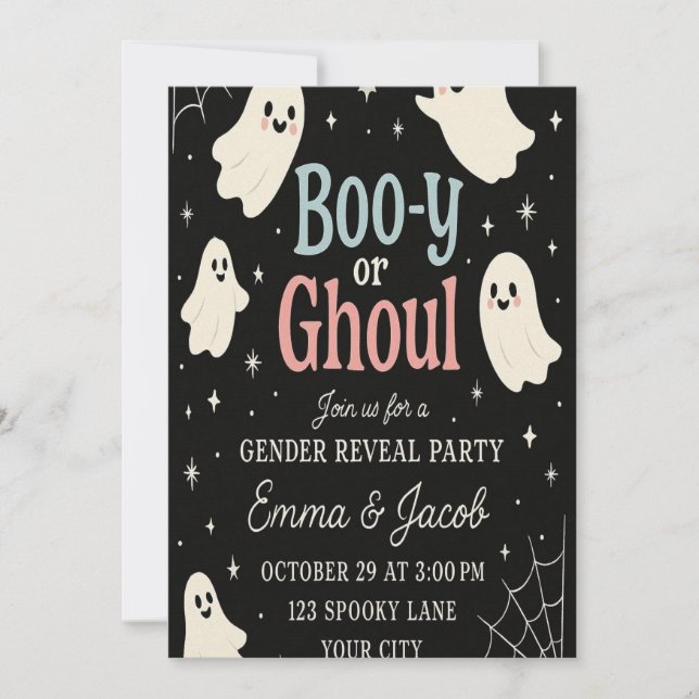 Halloween Sexo Revelar Convite | Boo-y ou Ghou (Frente)