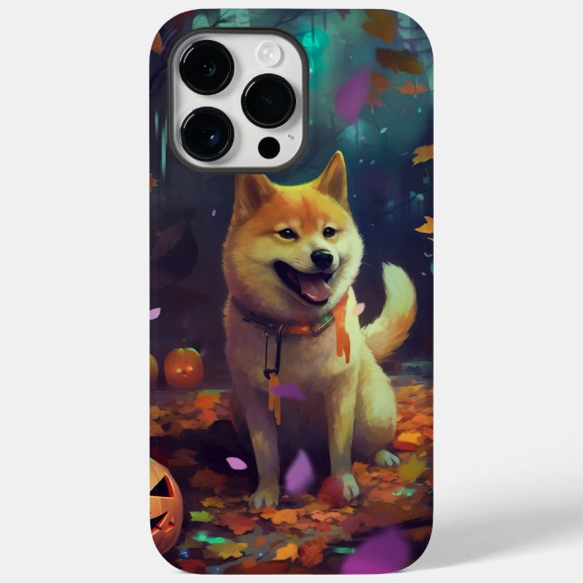 Halloween Shiba Inu Com Pumpkins Assustado (Verso)