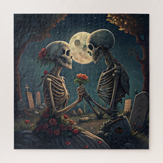Halloween Skeleton Love Quebra-cabeça (Vertical)