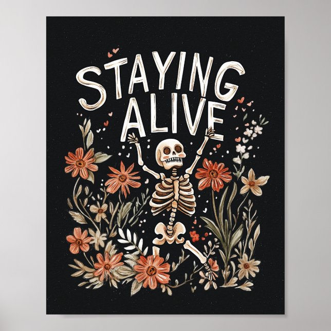 Halloween Skeleton Watercolor Poster (Frente)