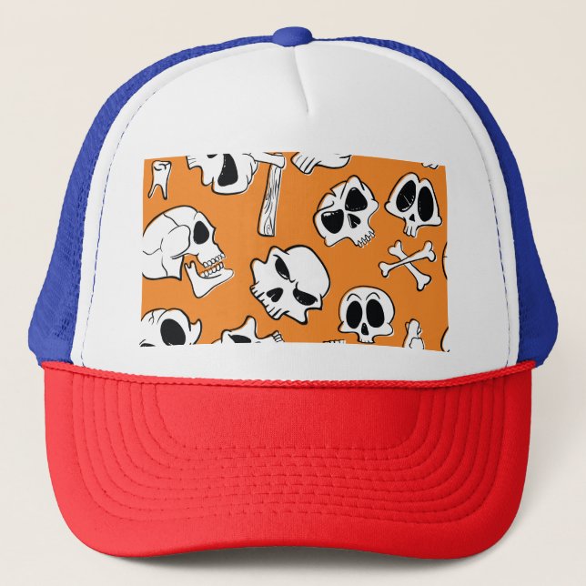 Halloween Skulls Bones Doodle Patterno (Frente)