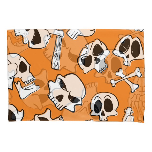 Halloween Skulls Bones Doodle Patterno (Frente)