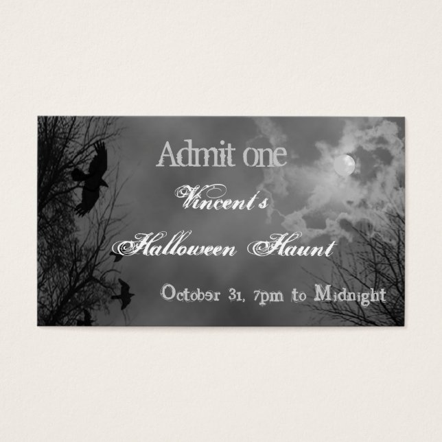 Halloween Sky with Ravens Custom Party Ticket (Frente)