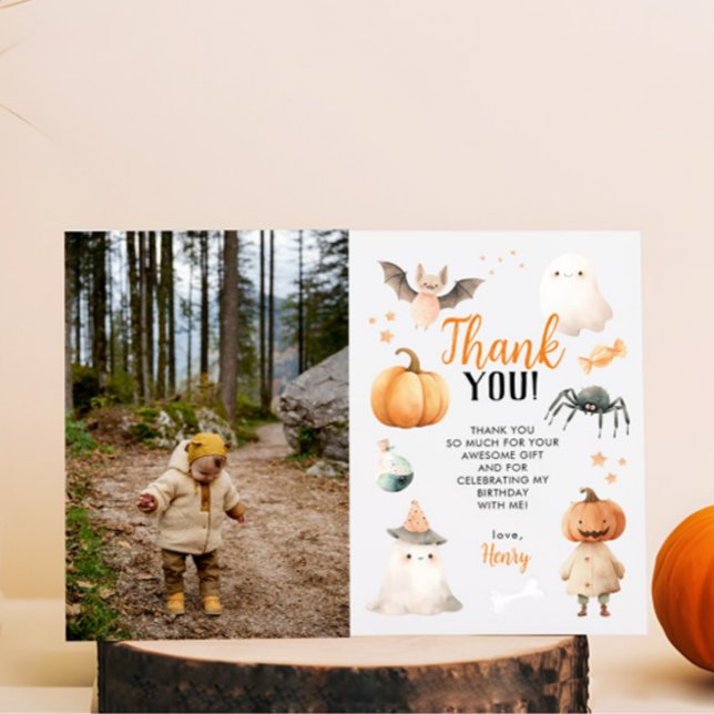 Halloween Spooky One Birthday Flat Cartões de agra (Criador carregado)