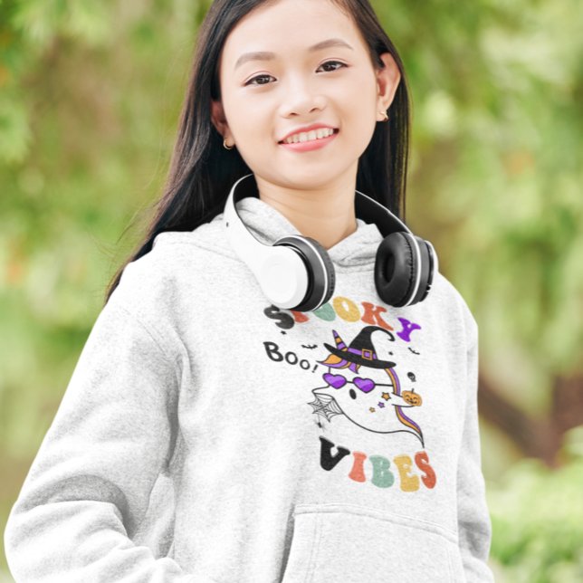 Halloween Spooky Vibes Retro Fantasma de unicórnio (Criador carregado)