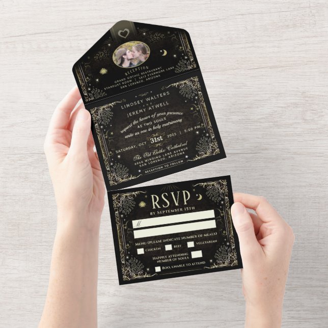 Halloween Tarot Foto de Convite de Casamento MENU (Tearaway)