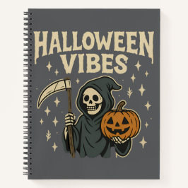 Halloween Vibes Reaper - Notebook espiral de Cinza