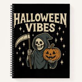 Halloween Vibes Reaper - Notebook Espiral Preto