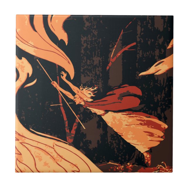 Halloween Vintage, Bruxa Má com Fogo na Floresta (Frente)