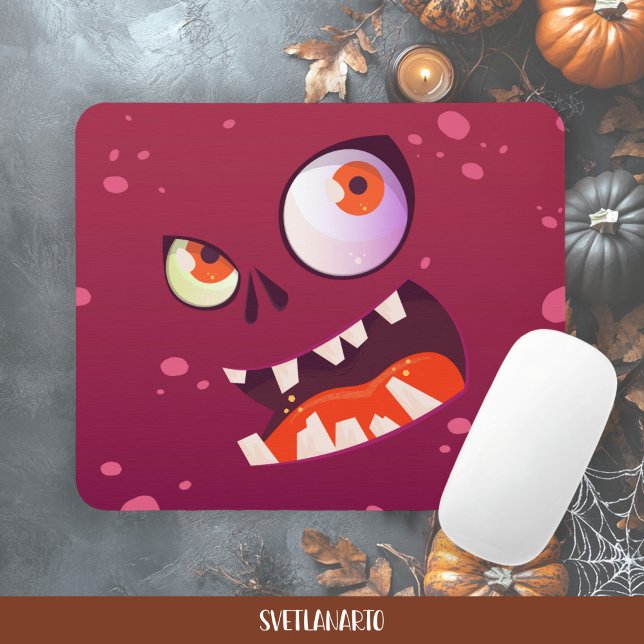 Halloween Wacky Purple Monster Mousepad (Frontal view)