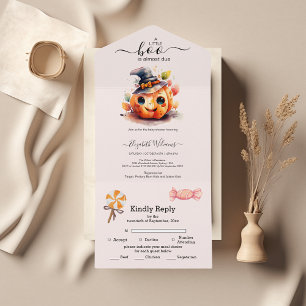 Halloween Watercolor Pumpkin Little Boo Baby Showe