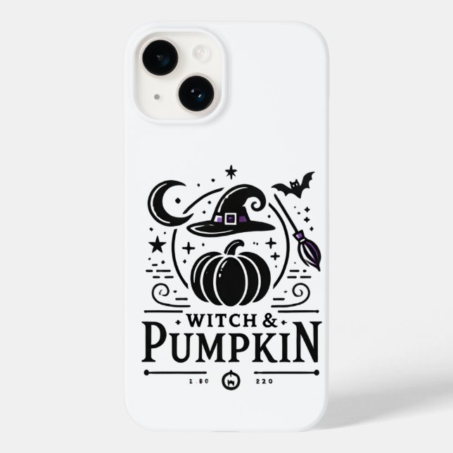 Halloween Witch Hat e Pumpkin Design Magic Art (Verso)