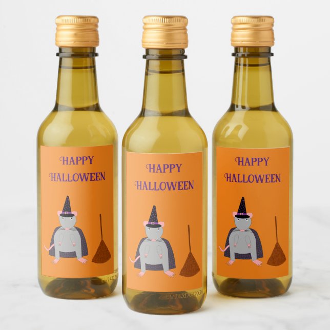 Halloween Witold Rat e Broom Personalizados (Garrafas)