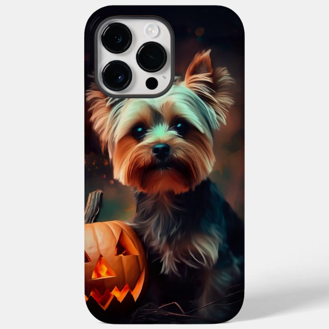 Halloween Yorkshire Terrier Com Pumpkins Assustado (Verso)