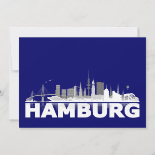 Hamburgo City Skyline cartão /Klappkarte/Einladun