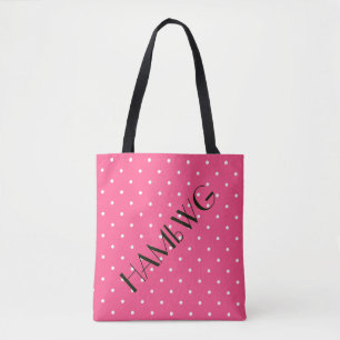 HAMbWG - Bolsa Tote - Pontos Pretos Branco/Rosa