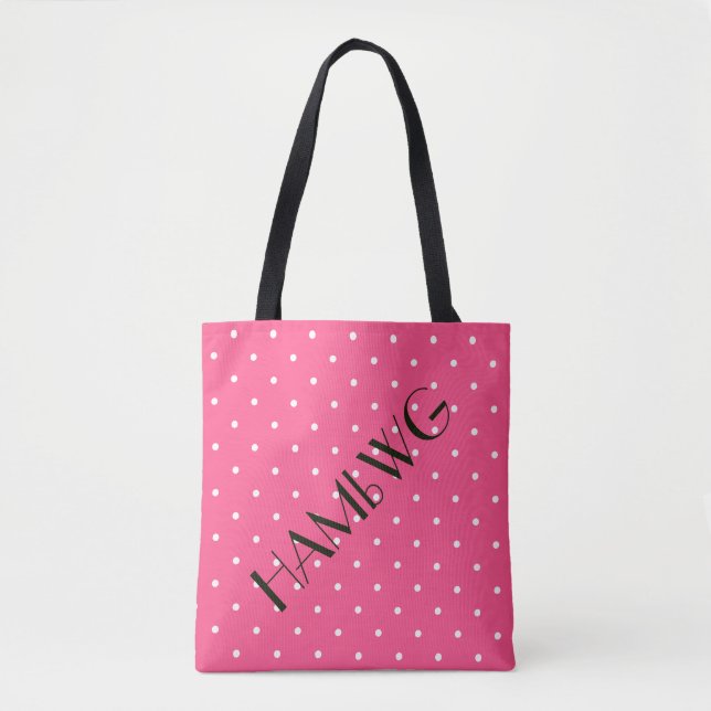 HAMbWG - Bolsa Tote - Pontos Pretos Branco/Rosa (Frente)
