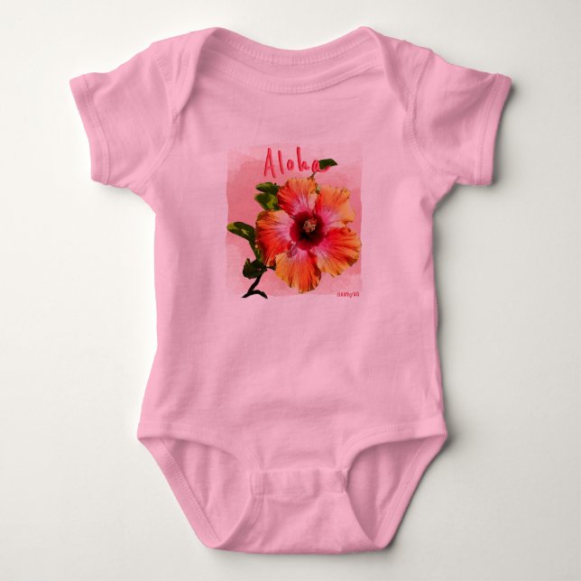 HAMbyWG - Camiseta de Hibiscus do Hawaiin Rosa, Be (Frente)