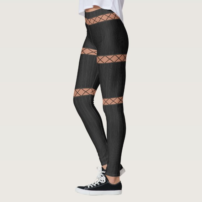 HAMbyWG - Leggings - Design de rendas pretas (Esquerda)
